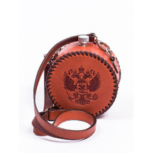 Frenzo gifts ФФ.44.К.Т фляжка подарочная в кожаном чехле / Герб / коричневый