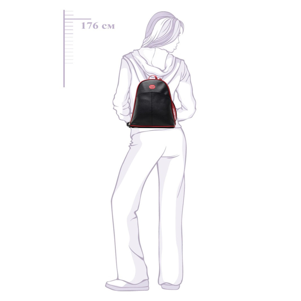 Frenzo 2908 кожаный рюкзак черный, красный