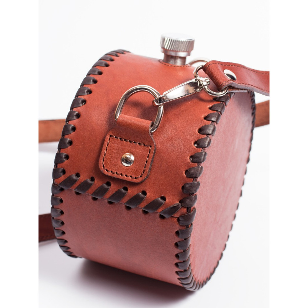 Frenzo gifts ФФ.44.К.Т фляжка подарочная в кожаном чехле / Щука / коричневый