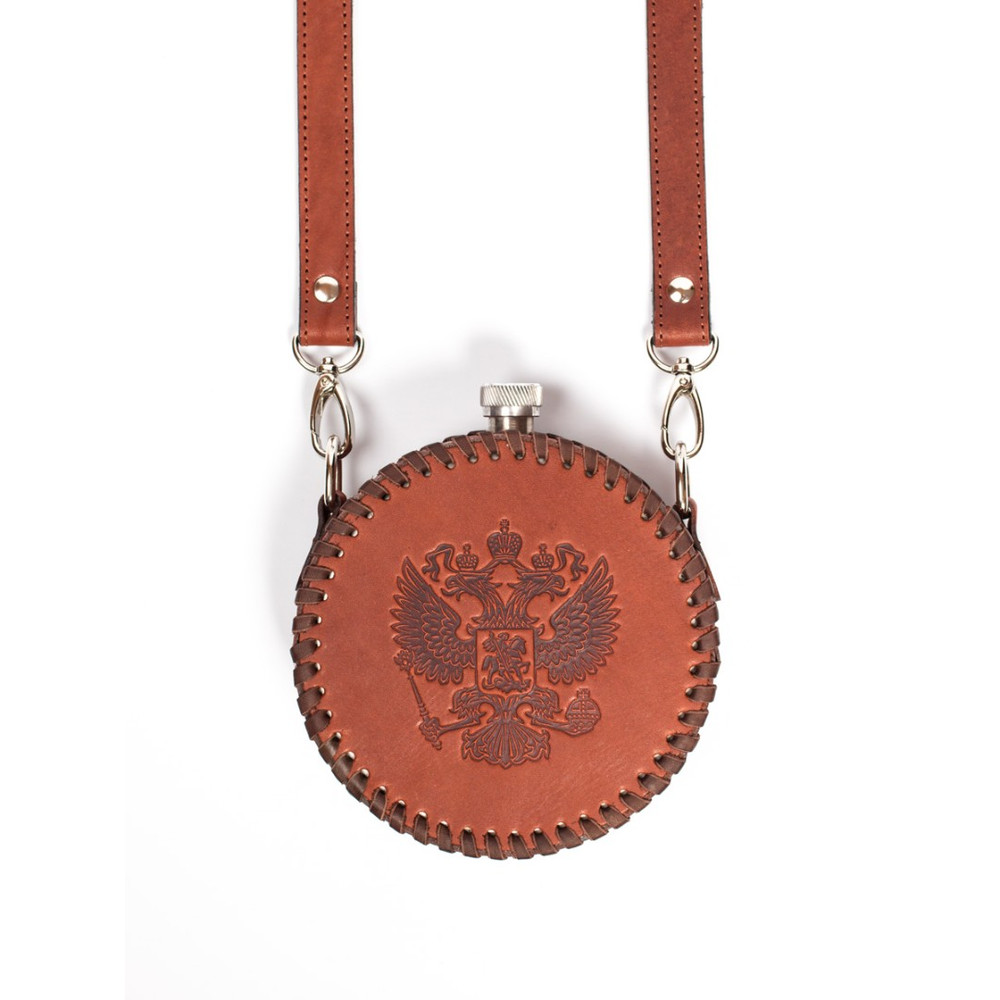 Frenzo gifts ФФ.41.СР.Т фляжка подарочная в кожаном чехле / Герб / коричневый
