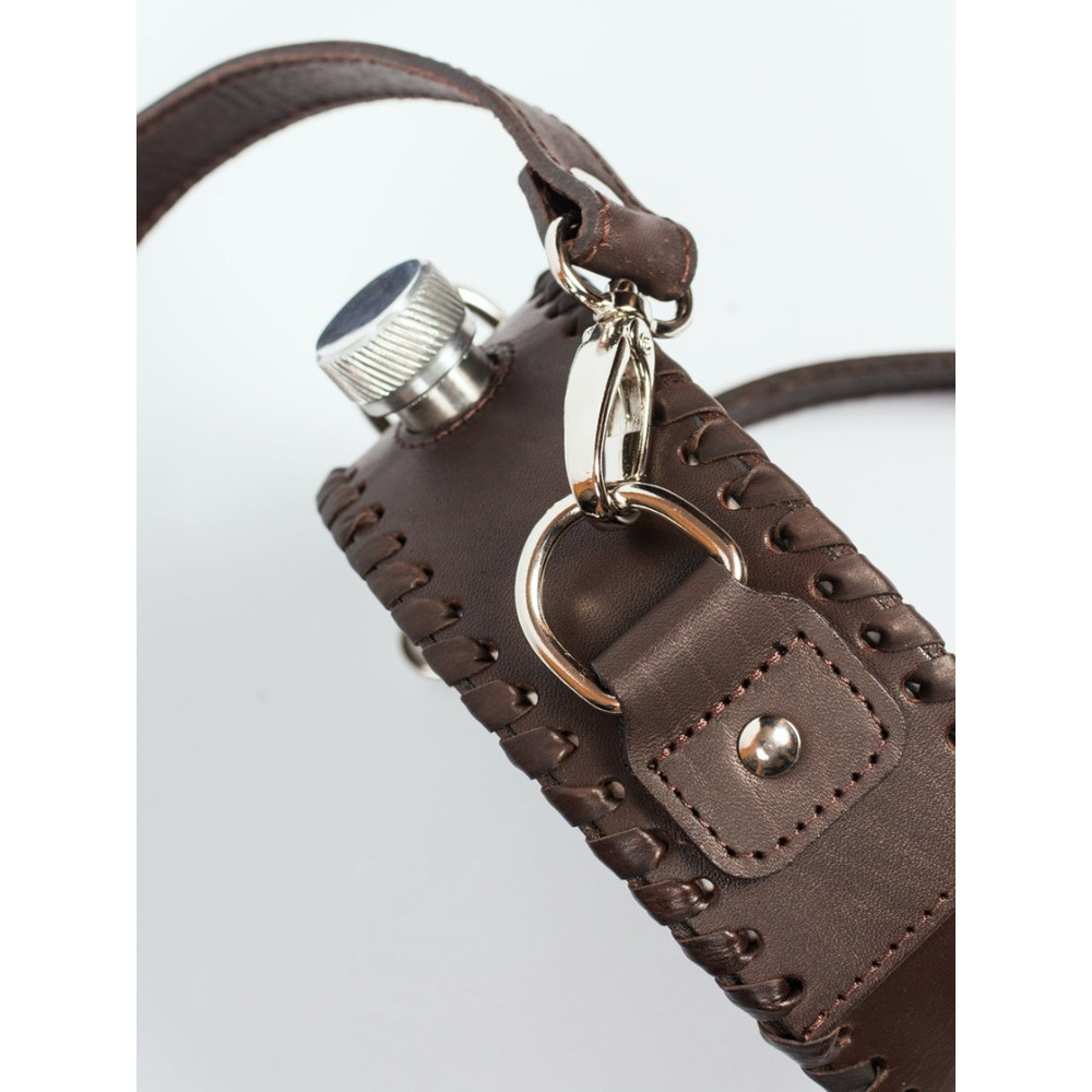 Frenzo gifts ФФ.41.СР.Т фляжка подарочная в кожаном чехле / Роза ветров / темно-коричневый