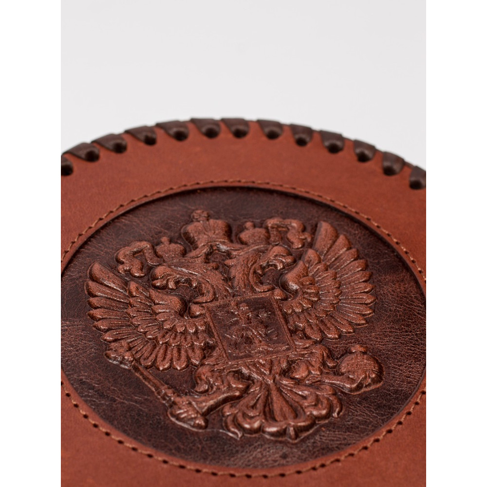 Frenzo gifts ФФ.54 фляжка подарочная в кожаном чехле / Герб / коричневый