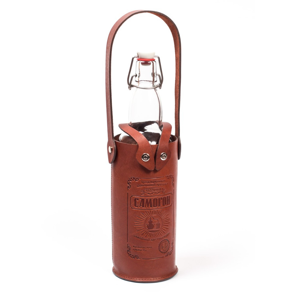 Frenzo gifts СК.31.Т Бутыль для самогона 1 л в чехле из натуральной кожи