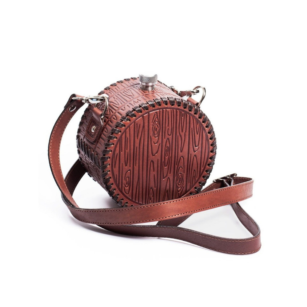 Frenzo gifts ФФ.46 фляжка подарочная в кожаном чехле / Самогон / коричневый