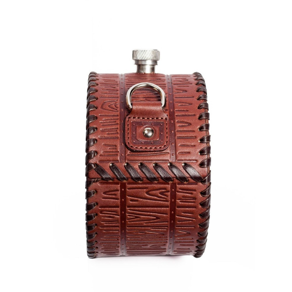 Frenzo gifts ФФ.46 фляжка подарочная в кожаном чехле / Самогон / коричневый