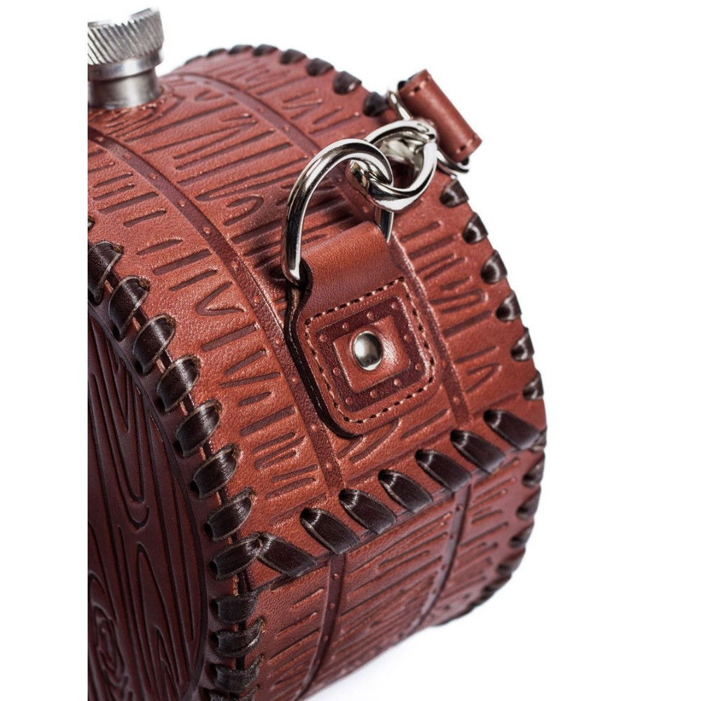 Frenzo gifts ФФ.46 фляжка подарочная в кожаном чехле / Самогон / коричневый
