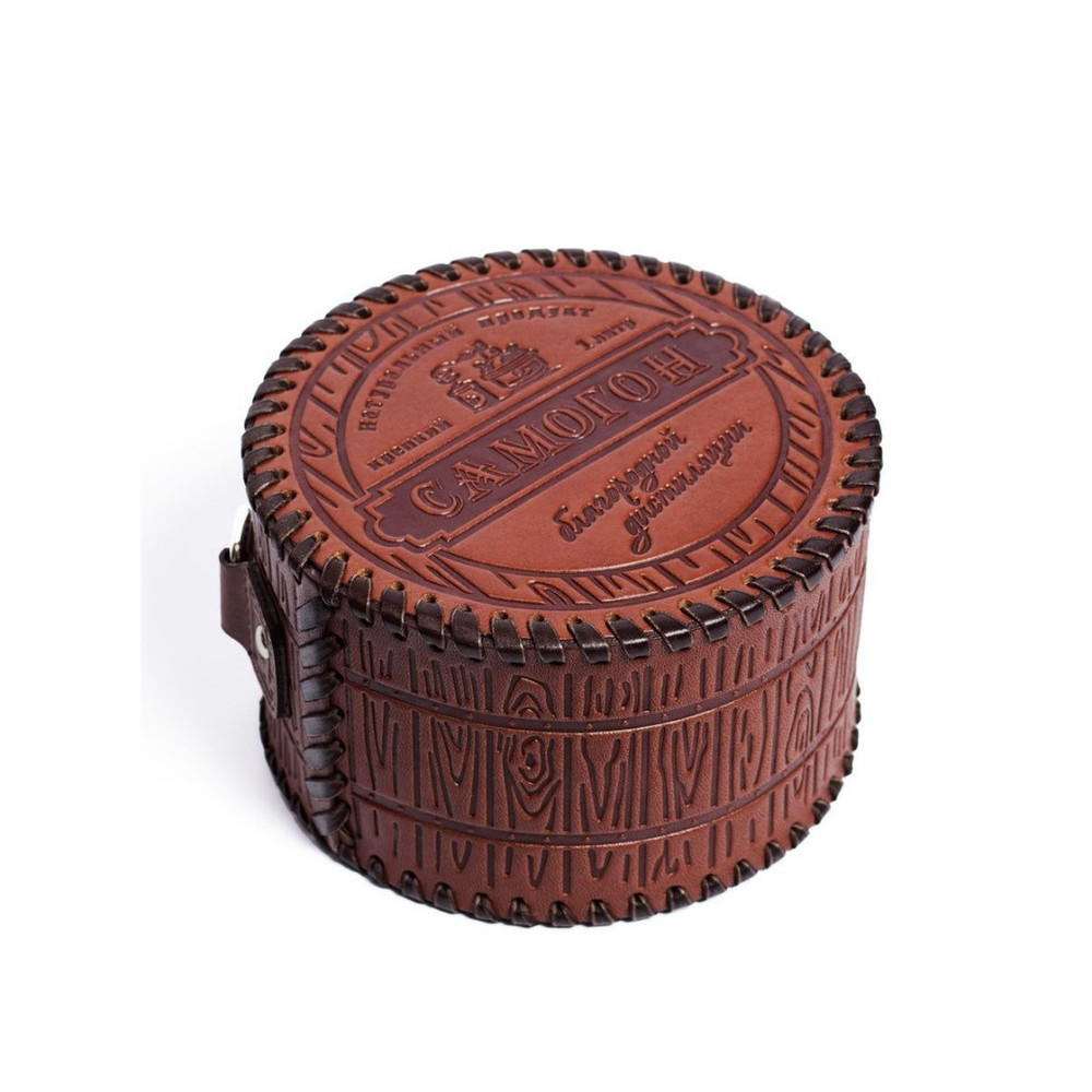 Frenzo gifts ФФ.46 фляжка подарочная в кожаном чехле / Самогон / коричневый