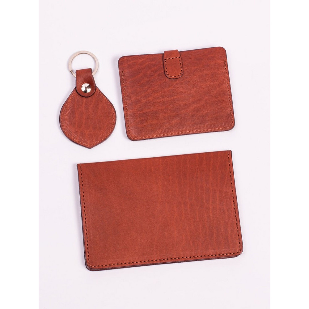 Frenzo gifts / НКГ.01.СССР набор подарочный из натуральной кожи (обложка на паспорт, картхолдер, брелок)