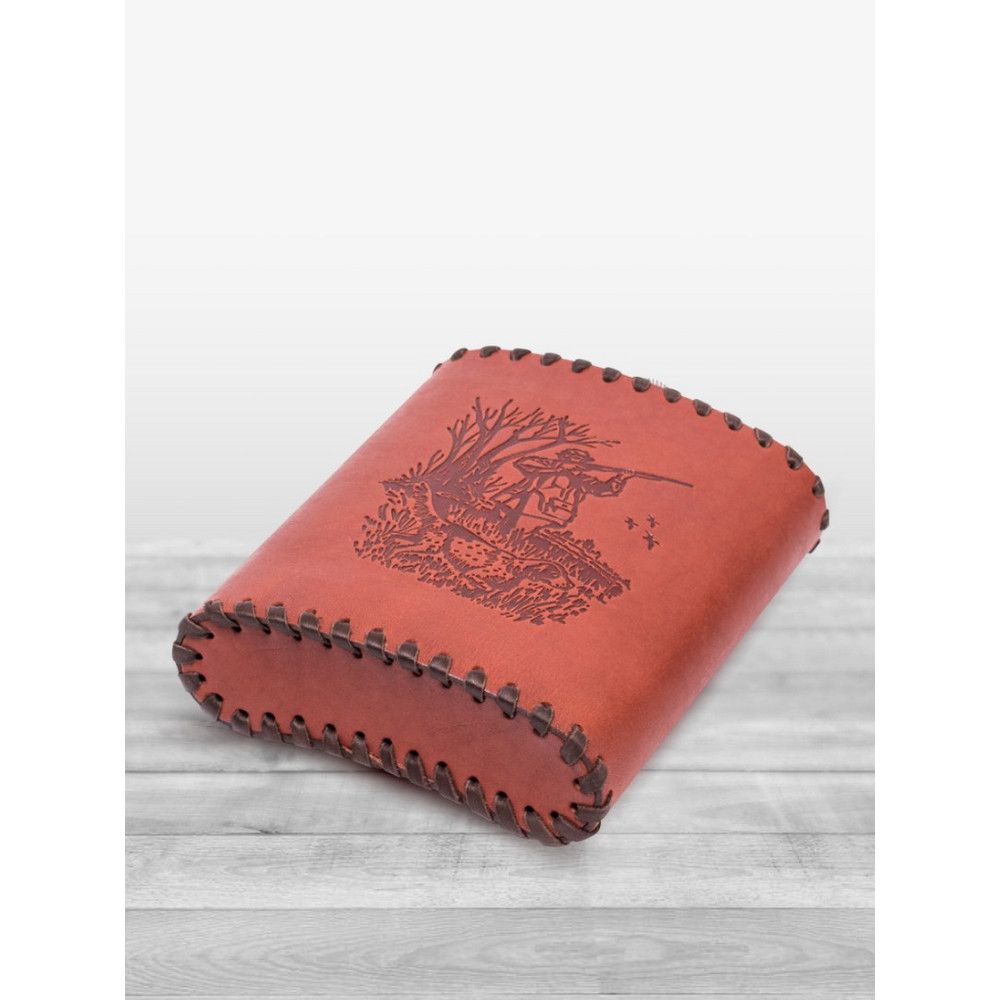 Frenzo gifts ФФ.61 фляжка подарочная в кожаном чехле / охотник / коричневый